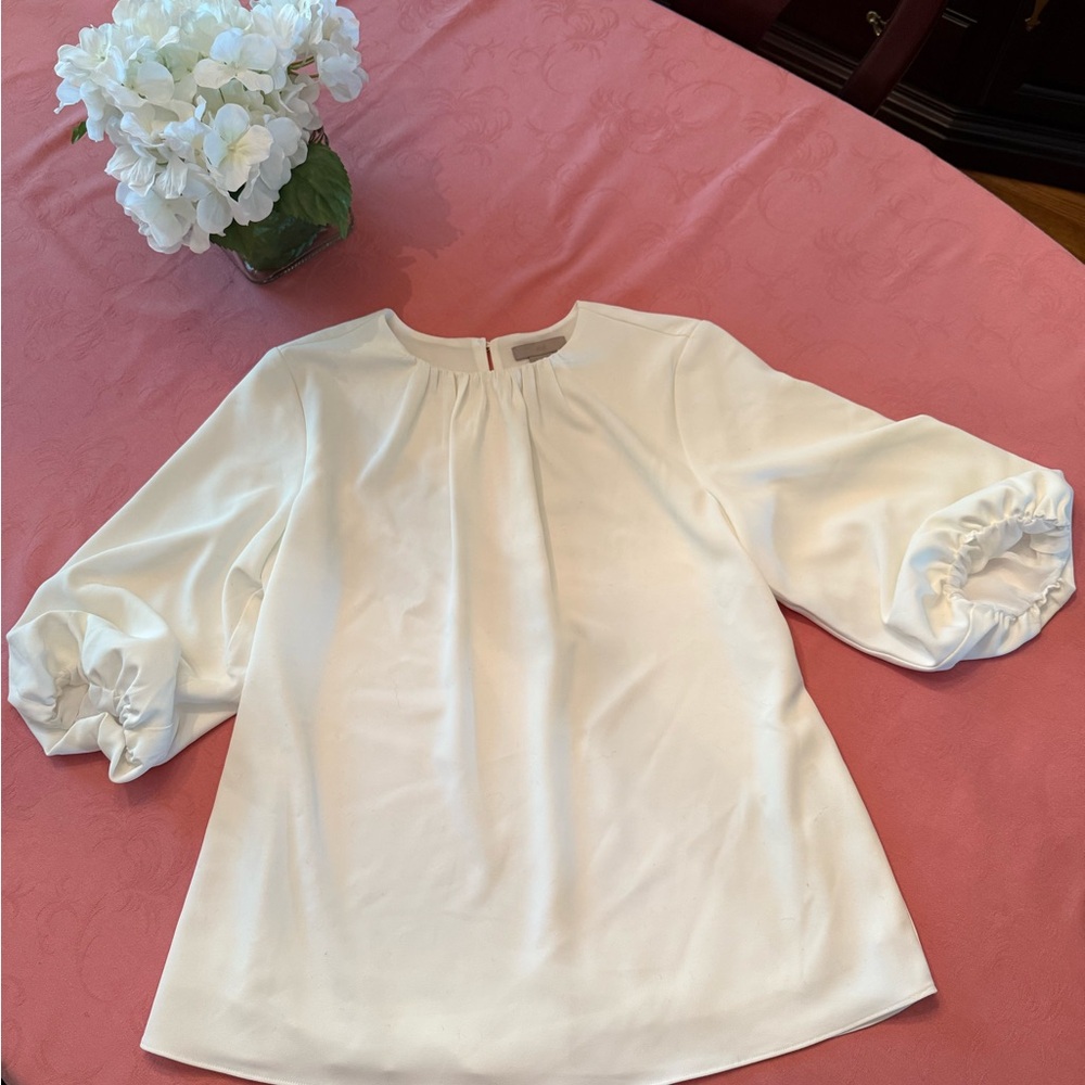 H&M Cream Blouse with Puff Sleeves